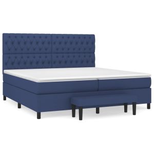 Boxspring met matras stof blauw 200x200 cm