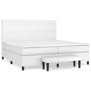Boxspring met matras kunstleer wit 200x200 cm
