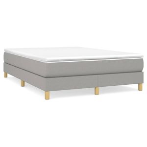 Boxspring met matras stof lichtgrijs 140x190 cm