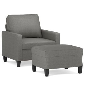 Fauteuil met voetenbank 60 cm stof donkergrijs