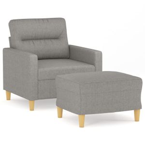 Fauteuil met voetenbank 60 cm stof lichtgrijs