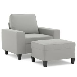 Fauteuil met voetenbank 60 cm microvezelstof lichtgrijs