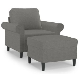 Fauteuil met voetenbank 60 cm stof donkergrijs