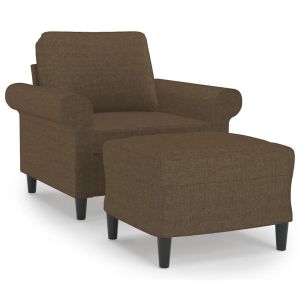 Fauteuil met voetenbank 60 cm stof bruin