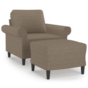 Fauteuil met voetenbank 60 cm stof taupe