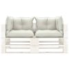 Tuinbank 2-zits met beige kussens pallet hout