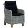 Tuinstoelen 2 st met kussens poly rattan lichtgrijs