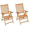Tuinstoelen 2 st met zwarte kussens massief teakhout
