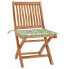 Tuinstoelen 2 st met bladpatroon kussens massief teakhout