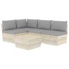 5-delige Loungeset met kussens pallet vurenhout
