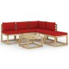 6-delige Loungeset met rode kussens