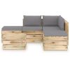 6-delige Loungeset met kussens groen geïmpregneerd hout