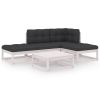 5-delige Loungeset met kussens massief grenenhout