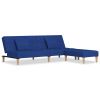 Slaapbank 2-zits met 2 kussens en voetenbank stof blauw