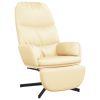 Relaxstoel met voetensteun kunstleer crèmewit