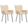 Eetkamerstoelen 2 st stof crèmekleurig