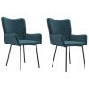 Eetkamerstoelen 2 st fluweel blauw