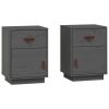 Nachtkastjes 2 st 40x34x55 cm massief grenenhout grijs