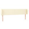 Hoofdbord met randen 203x23x78/88 cm kunstleer crèmekleurig