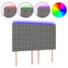 Hoofdbord LED 144x5x118/128 cm stof donkergrijs
