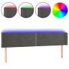 Hoofdbord LED 203x16x78/88 cm fluweel donkergrijs