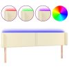 Hoofdbord LED 163x16x78/88 cm kunstleer crèmekleurig