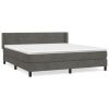 Boxspring met matras fluweel donkergrijs 160x200 cm