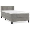 Boxspring met matras fluweel lichtgrijs 100x200 cm
