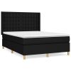 Boxspring met matras stof zwart 140x190 cm