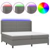 Boxspring met matras en LED stof donkergrijs 200x200 cm