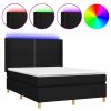 Boxspring met matras en LED stof zwart 140x190 cm
