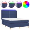 Boxspring met matras en LED stof blauw 140x200 cm