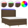 Boxspring met matras en LED stof donkerbruin 140x190 cm