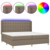 Boxspring met matras en LED stof taupe 200x200 cm