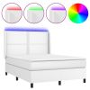 Boxspring met matras en LED kunstleer zwart 140x190 cm