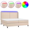 Boxspring met matras en LED kunstleer cappuccinokleur 200x200cm