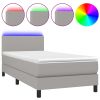 Boxspring met matras en LED stof lichtgrijs 100x200 cm