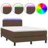 Boxspring met matras en LED stof donkerbruin 120x200 cm