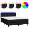 Boxspring met matras en LED stof zwart 140x200 cm