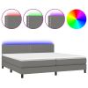 Boxspring met matras en LED stof donkergrijs 200x200 cm