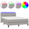 Boxspring met matras en LED stof lichtgrijs 140x190 cm