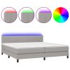 Boxspring met matras en LED stof lichtgrijs 200x200 cm