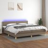Boxspring met matras en LED stof taupe 200x200 cm