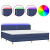 Boxspring met matras en LED stof blauw 200x200 cm