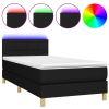 Boxspring met matras en LED stof zwart 80x200 cm