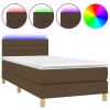 Boxspring met matras en LED stof donkerbruin 90x190 cm