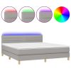Boxspring met matras en LED stof lichtgrijs 160x200 cm