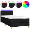 Boxspring met matras en LED stof zwart 90x190 cm