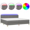 Boxspring met matras en LED stof donkergrijs 200x200 cm
