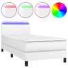 Boxspring met matras en LED kunstleer wit 90x190 cm